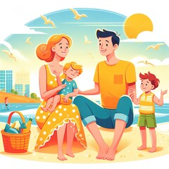 Family Bonding Beachside Joy

