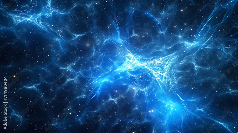 Wall mural blue glowing synapses in space