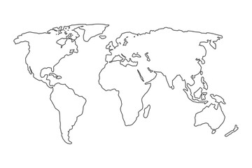 World map. world map outline isolated on a white background. vector illustration