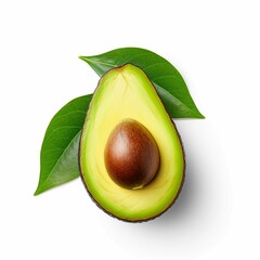 A ripe avocado on a solid white background