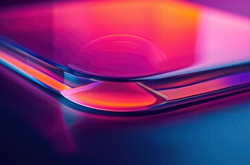 3D glass plate reflecting colorful vibrant hues. Simple vibrance background.