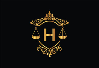 Low firm logo with latter H vector template, Justice logo, Equality, judgement logo vector illustration