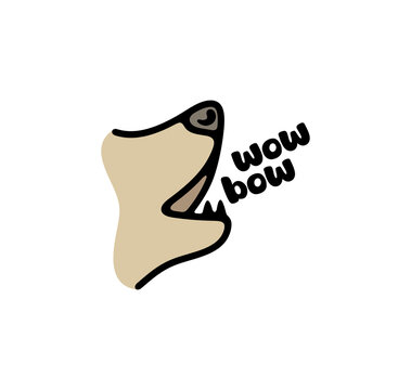 Dog barks bow-wow. Animal and pet, toys for dogs, cynology, pet store and feed, illustration