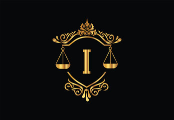Low firm logo with latter I vector template, Justice logo, Equality, judgement logo vector illustration