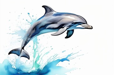 cute dolphin jumping over white