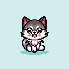 Obraz premium Cute Wolf Cartoon Mascot Animal Vector Logo Design illustration