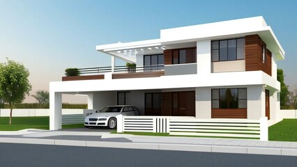 3d render of a modern house on white background, Concept for real estate or property