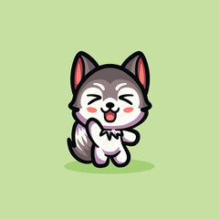 Cute Wolf Cartoon Mascot Animal Vector Logo Design illustration