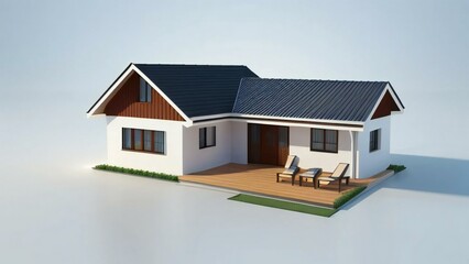 3d render of a modern house on white background, Concept for real estate or property