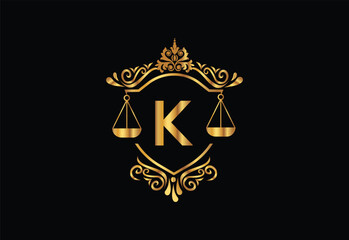 Low firm logo with latter K vector template, Justice logo, Equality, judgement logo vector illustration