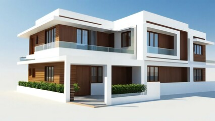 3d rendering of modern cozy house isolated on white background, Real estate concept.