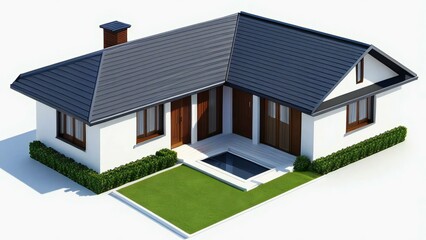 3d rendering modern house isolated on white background, Concept for real estate or property.