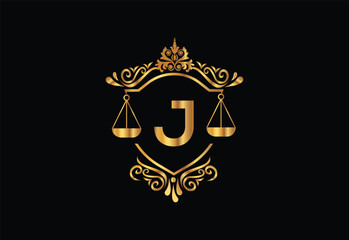 Low firm logo with latter J vector template, Justice logo, Equality, judgement logo vector illustration