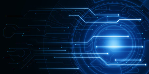 Abstract lines and dots, circles connect dark wallpaper. Technology connection digital data and big data concept. 3D Rendering.