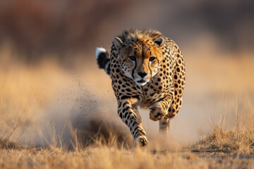 Fototapeta premium A majestic cheetah, poised for a sprint, exuding power and grace.