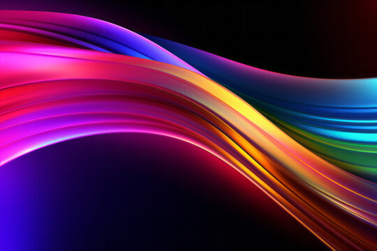 Vibrant Multicolored Light Wave on Black Background