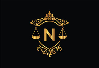 Low firm logo with latter N vector template, Justice logo, Equality, judgement logo vector illustration