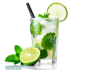 Cocktail Mojito isoliert auf weißen Hintergrund, Freisteller 