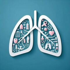 Lungs Cancer awareness month. lungs silhouette in Vector Illustration for Background world cancer day created with generative ai	
