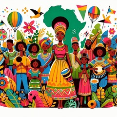 black history month African people colorful illustration africa day concept created with generative ai