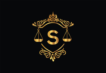 Low firm logo with latter S vector template, Justice logo, Equality, judgement logo vector illustration