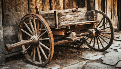 Fototapeta na wymiar Antique wooden rustic cart.