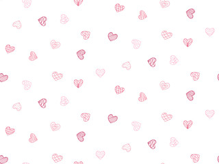 Cute Seamless Pattern with outline hearts. Pink Doodle Love symbol. Hand Drawn Heart shape. Valentine's Day, wedding, anniversary, Mother's day background. Wrapping paper, wallpaper design