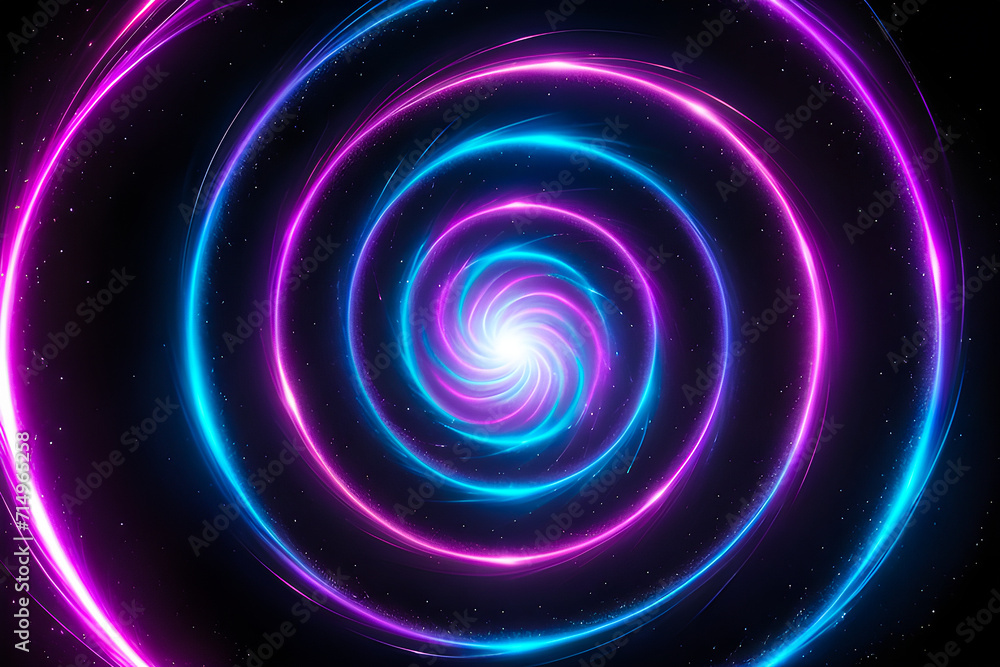 Wall mural Glowing blue and purple spiral on a black background 