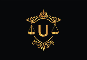 Low firm logo with latter U vector template, Justice logo, Equality, judgement logo vector illustration