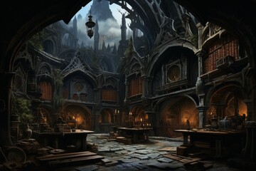 Mysterious shadow libraries in Fantasy - Generative AI