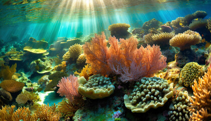 Colorful Coral Reef Underwater: Exploring the Vibrant Marine Life in the Indonesian Waters