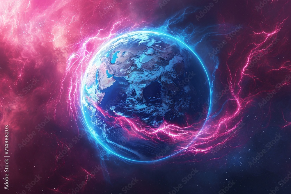Poster earth in space: a stunning 3d render of our planet generative ai