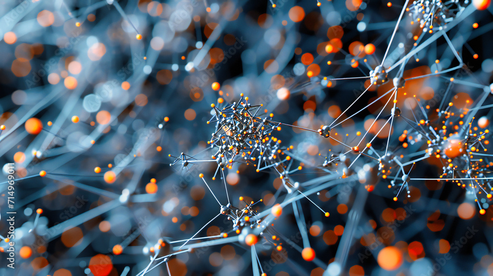 Poster abstract network structure: a dark and abstract representation of a network structure, highlighting 