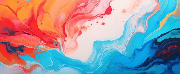 A symphony of vibrant colors dances across a close-up shot of a marbled texture, creating a mesmerizing abstract background.