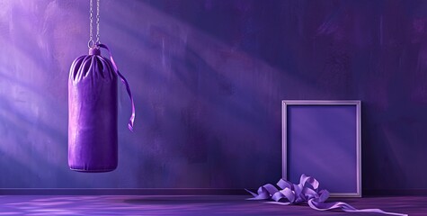 Purple Gift Wrapped in Ribbon Generative AI