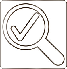 Magnifying glass icon with check mark design decoration.
