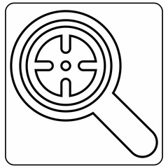 Magnifying glass icon with sight search design decoration.