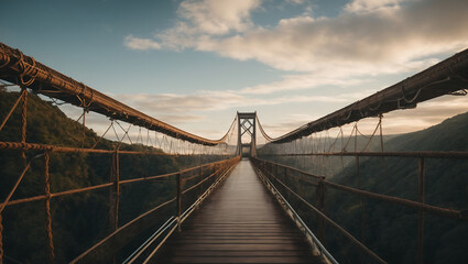 Fototapeta premium Photo of long bridge over a lake beautiful scene