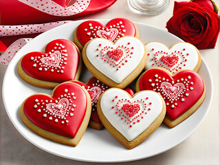 Heartfelt Baking: Delightful Valentine's Day Cookies Made with Love. generative AI
