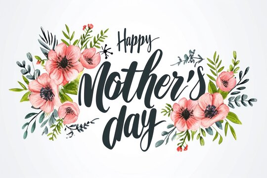 Happy Mother's Day calligraphy background minimalism white background Mother's day text minimalsm