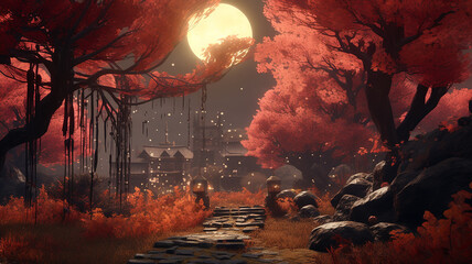 Fototapeta premium Peaceful landscapes intricate ai generative image
