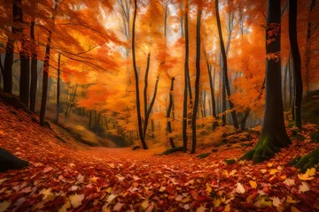 Photo sur Aluminium Rouge 2 autumn in the forest