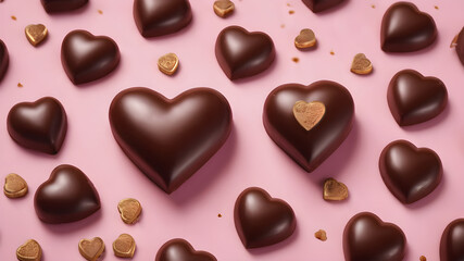 Fototapeta premium Heart love chocolate valentine gift on pink background 