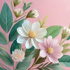 Pastel Love Symphony: Romantic Concept with 3D Rendered Botanicals