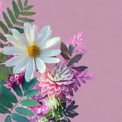Whispers of Love: Botanical Elements in 3D, a Pastel Palette on Pink