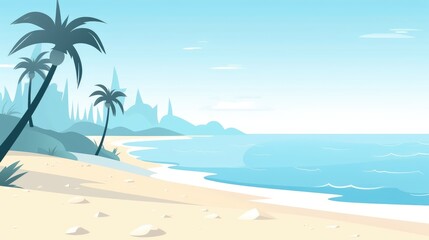 Fototapeta na wymiar beautiful beach view landscape background illustration