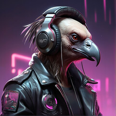 Vulture Synthwave Serenity Down Under by Alex Petruk AI GENERATED - obrazy, fototapety, plakaty