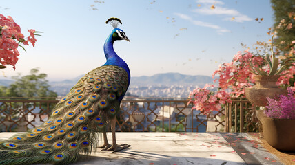 peacock with nice view realestic ai generative image