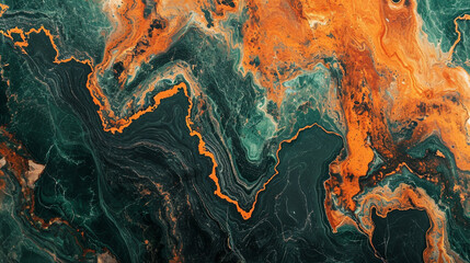 Obraz premium Burnt Orange and Hunter Green marble background