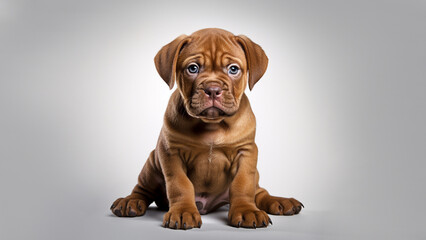 small American Bandog puppy on a light background